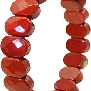 Red Jasper Bracelet Natural Crystal Stretch Gift for Women Men Energy Healing
